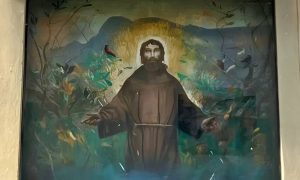 St Francis painting in Stia, fresco by Pietro Annigoni